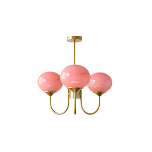 Moderne Bubbles LED Plafondlamp – Elegante Roze Glas & Gouden Afwerking