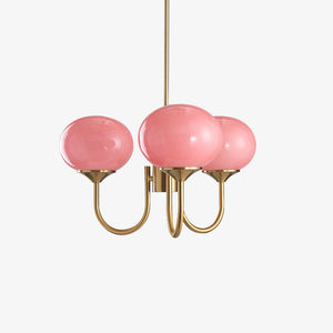 Moderne Bubbles LED Plafondlamp – Elegante Roze Glas & Gouden Afwerking