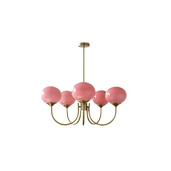 Moderne Bubbles LED Plafondlamp – Elegante Roze Glas & Gouden Afwerking