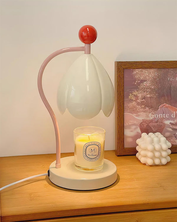 Bloemige Kaarsverwarmer Lamp – Elegante Woondecoratie voor Gezellige Sfeer