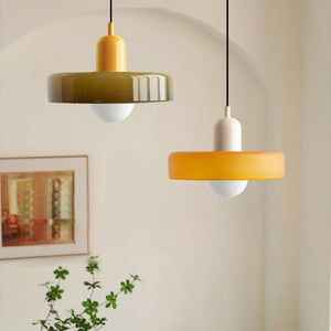 Moderne Art Deco Glazen Hanglamp – Kleurrijke Halo Plafondlamp