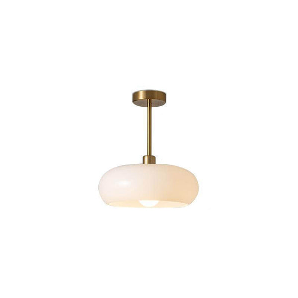 Plafondlamp met Warm Amberglas – Ronde Elegante Woonverlichting