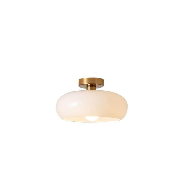 Plafondlamp met Warm Amberglas – Ronde Elegante Woonverlichting
