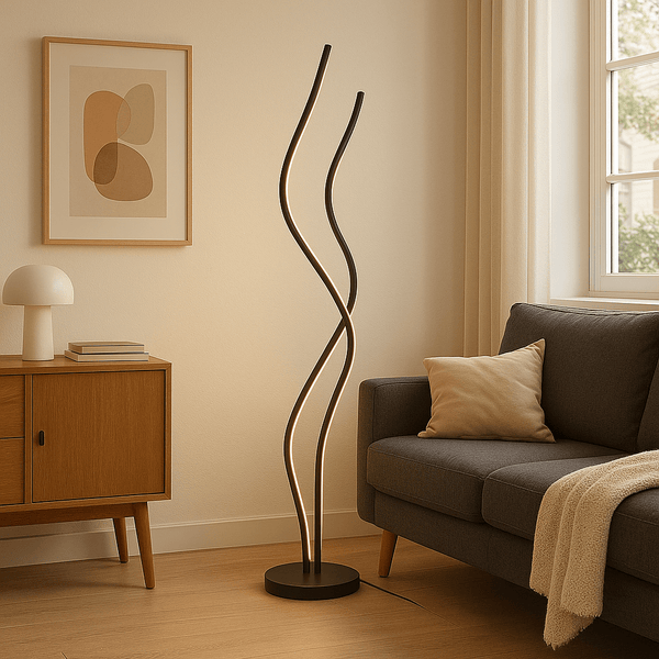 Moderne LED Vloerlamp met Golvend Design – Sfeervolle Staande Lamp