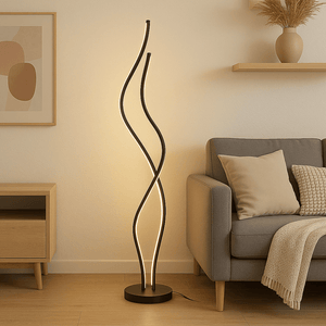 Moderne LED Vloerlamp met Golvend Design – Sfeervolle Staande Lamp