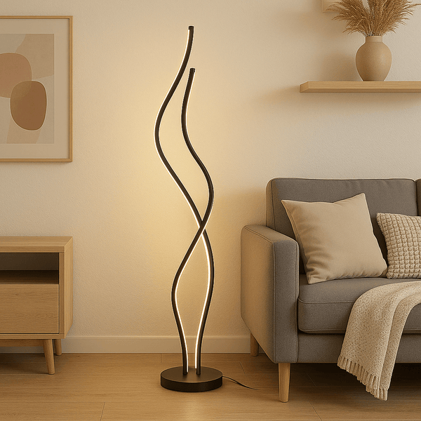 Moderne LED Vloerlamp met Golvend Design – Sfeervolle Staande Lamp
