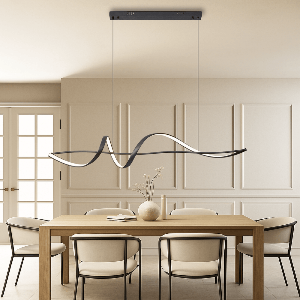 Aurora Zwarte LED Hanglamp – Moderne Verstelbare Eettafel Verlichting