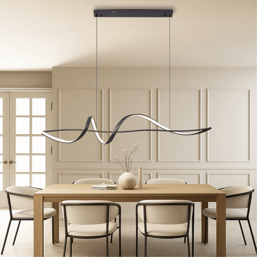 Aurora Zwarte LED Hanglamp – Moderne Verstelbare Eettafel Verlichting