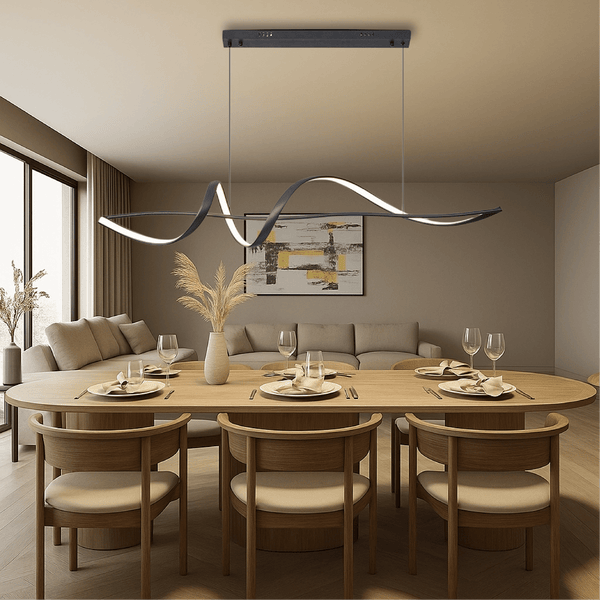 Aurora Zwarte LED Hanglamp – Moderne Verstelbare Eettafel Verlichting