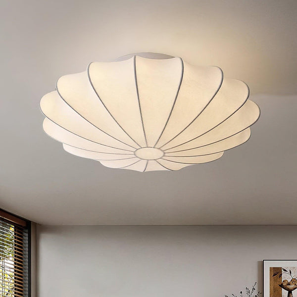 Elegante Plafondlamp in Schelpvorm – Stoffen Design Lamp Ø80cm