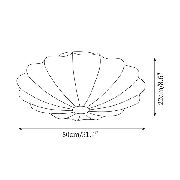 Elegante Plafondlamp in Schelpvorm – Stoffen Design Lamp Ø80cm