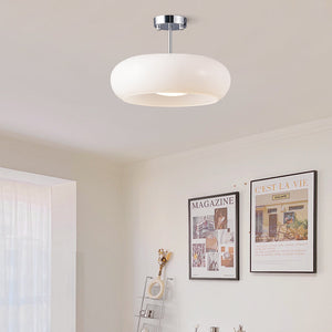 Plafondlamp met Warm Amberglas – Ronde Elegante Woonverlichting