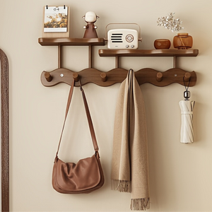 Wandkapstok met Plank – Houten Kapstok voor Entree & Woonkamer