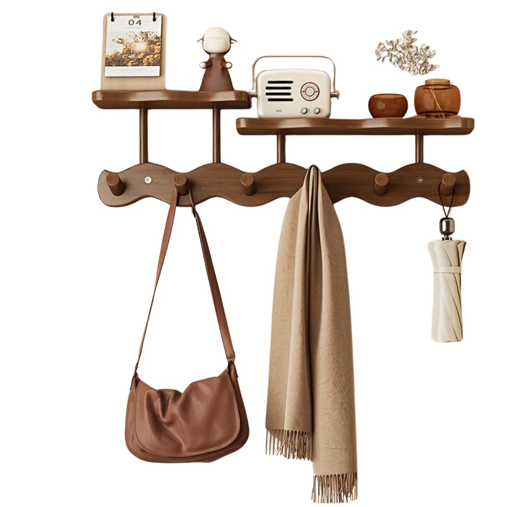 Wandkapstok met Plank – Houten Kapstok voor Entree & Woonkamer