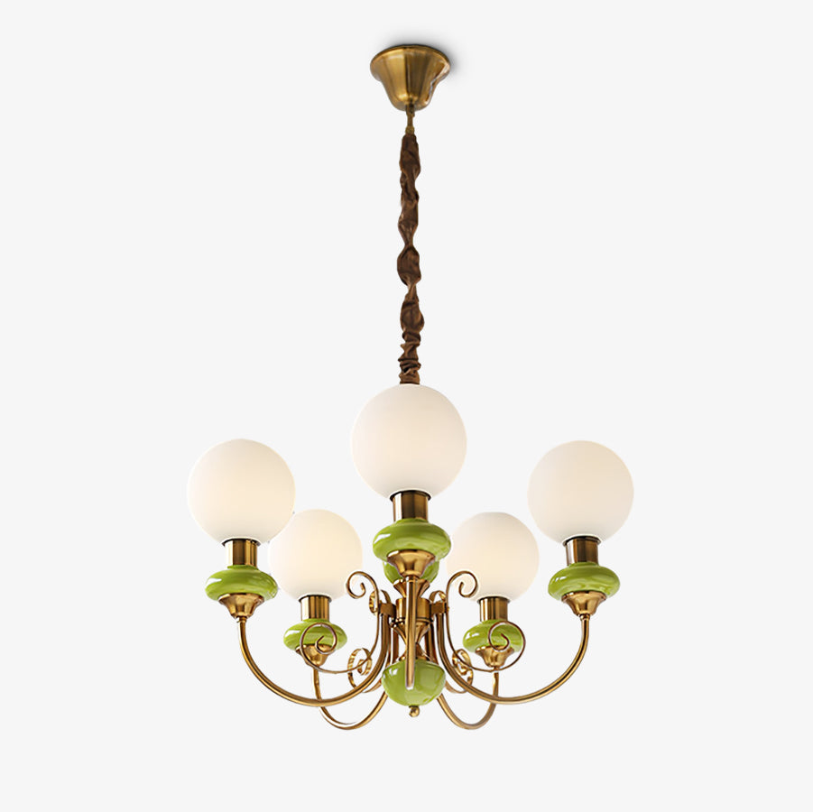 Moderne artistieke kroonluchter hanglamp – Elegante groene glazen design