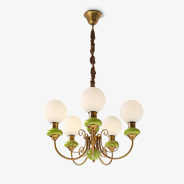 Moderne artistieke kroonluchter hanglamp – Elegante groene glazen design