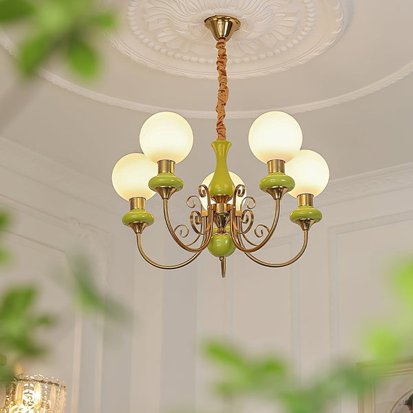 Moderne artistieke kroonluchter hanglamp – Elegante groene glazen design