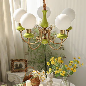 Moderne artistieke kroonluchter hanglamp – Elegante groene glazen design
