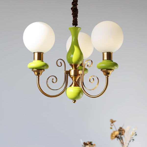 Moderne artistieke kroonluchter hanglamp – Elegante groene glazen design