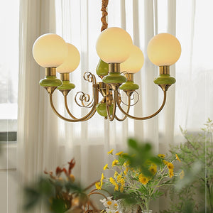 Moderne artistieke kroonluchter hanglamp – Elegante groene glazen design