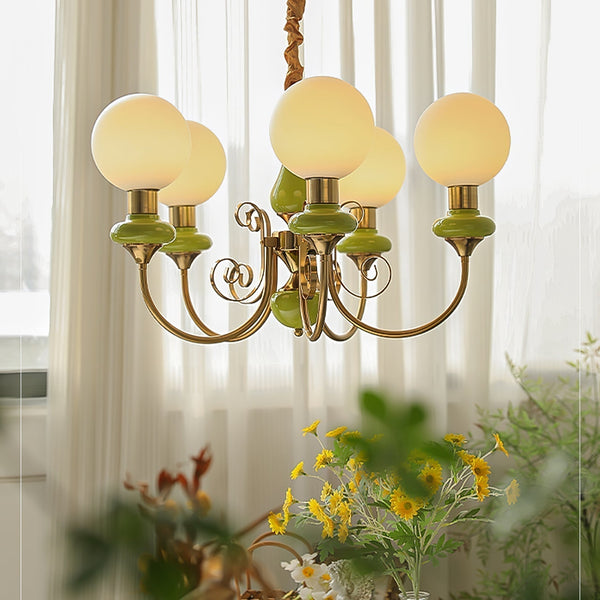 Moderne artistieke kroonluchter hanglamp – Elegante groene glazen design