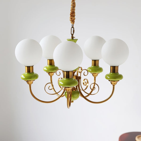 Moderne artistieke kroonluchter hanglamp – Elegante groene glazen design