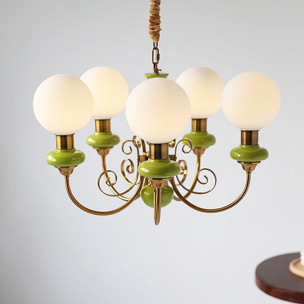 Moderne artistieke kroonluchter hanglamp – Elegante groene glazen design