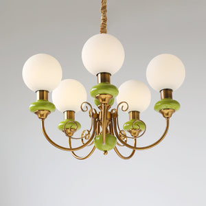 Moderne artistieke kroonluchter hanglamp – Elegante groene glazen design