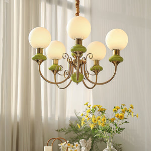 Moderne artistieke kroonluchter hanglamp – Elegante groene glazen design
