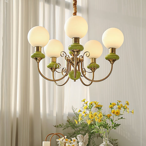 Moderne artistieke kroonluchter hanglamp – Elegante groene glazen design