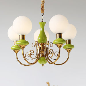 Moderne artistieke kroonluchter hanglamp – Elegante groene glazen design