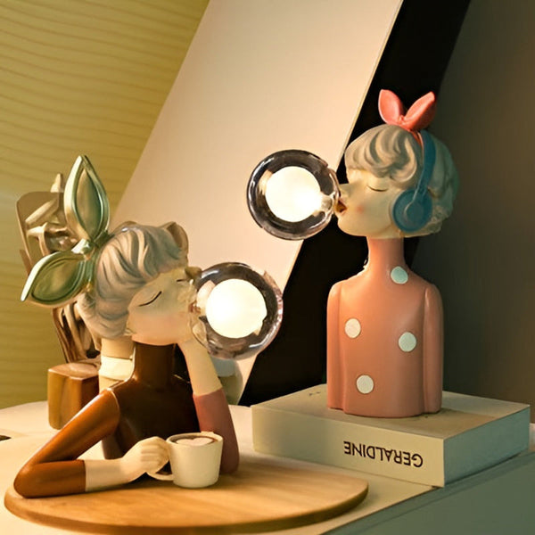 Charmante BubbleFairies Tafellamp – Magische Beeldlamp met Meisjesfiguren