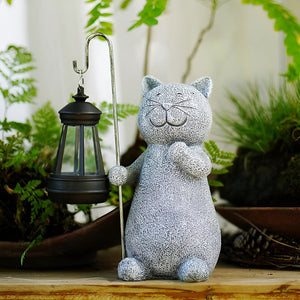 Zonne-energie Tuinlamp met Kat Beeld – Betoverende Buiten Decoratie