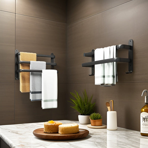 Ruimtebesparende Wandgemonteerde Handdoekrek – Moderne Badkamer Organizer