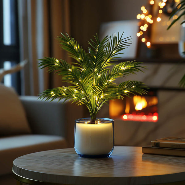 LED Kunstplant Tafellamp – Groene Sfeerlamp met Warm Wit Licht & USB Kabel (45 cm)