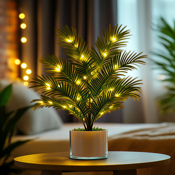 LED Kunstplant Tafellamp – Groene Sfeerlamp met Warm Wit Licht & USB Kabel (45 cm)