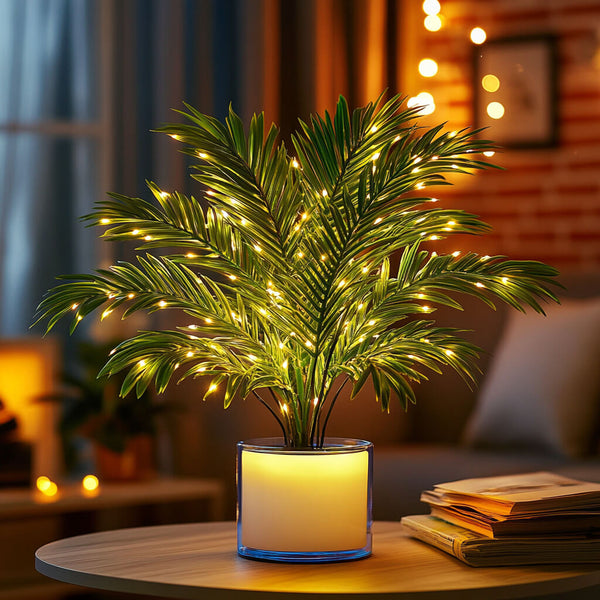 LED Kunstplant Tafellamp – Groene Sfeerlamp met Warm Wit Licht & USB Kabel (45 cm)