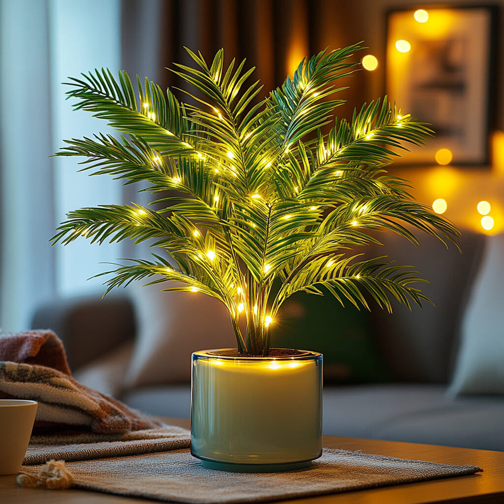 LED Kunstplant Tafellamp – Groene Sfeerlamp met Warm Wit Licht & USB Kabel (45 cm)