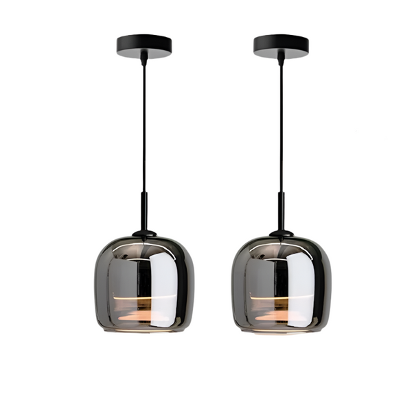 NoirGlass Hanglamp – Elegant Zwart Glas voor Moderne Interieurs (2 Pack)