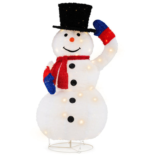 Verlichte kerst sneeuwpop 130 cm met 120 LED’s (IP44) – buiten decoratie