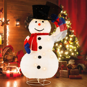 Verlichte kerst sneeuwpop 130 cm met 120 LED’s (IP44) – buiten decoratie