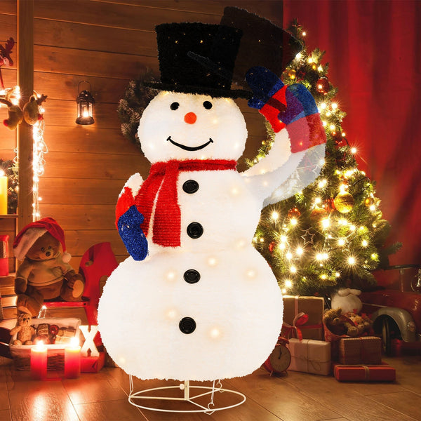Verlichte kerst sneeuwpop 130 cm met 120 LED’s (IP44) – buiten decoratie