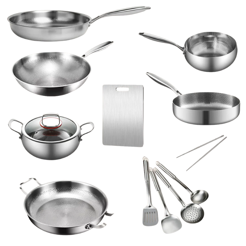 Premium Titanium Pannenset – Inductiegeschikt & 100% Anti-aanbak, PFAS-vrij
