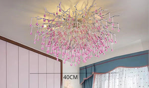 Roze Kristallen Kroonluchter – Luxe LED Plafondlamp voor Slaapkamer & Woonkamer