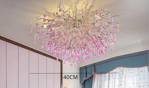 Roze Kristallen Kroonluchter – Luxe LED Plafondlamp voor Slaapkamer & Woonkamer