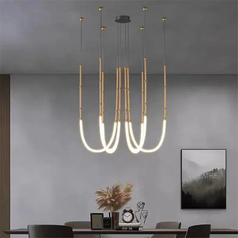 Curvella Zwarte Metalen Hanglamp – Moderne LED Design Lamp voor Woonkamer