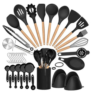 36-Delige Siliconen Keukengerei Set met Organizer – Hittebestendige & Antiaanbak Kooktools