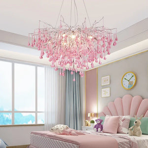 Roze Kristallen Kroonluchter – Luxe LED Plafondlamp voor Slaapkamer & Woonkamer