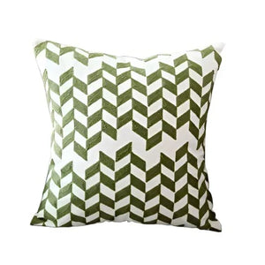 Groene kussenhoes met borduurwerk – Toscaanse bloemenprint 18 x 18 in