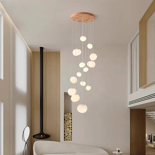 Orialys Moderne Kroonluchter – Grote Gouden LED Hanglamp voor Woonkamer & Trapgat